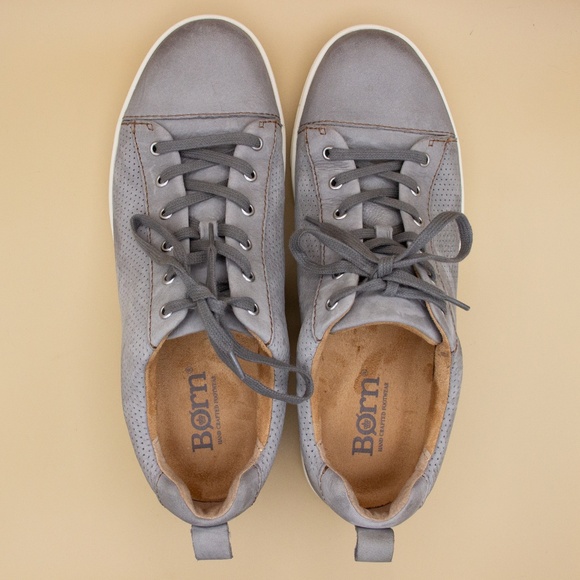 Born Mens Ashram Gray Perforated Leather Casual Shoes Men's Size 11 - Picture 5 of 8